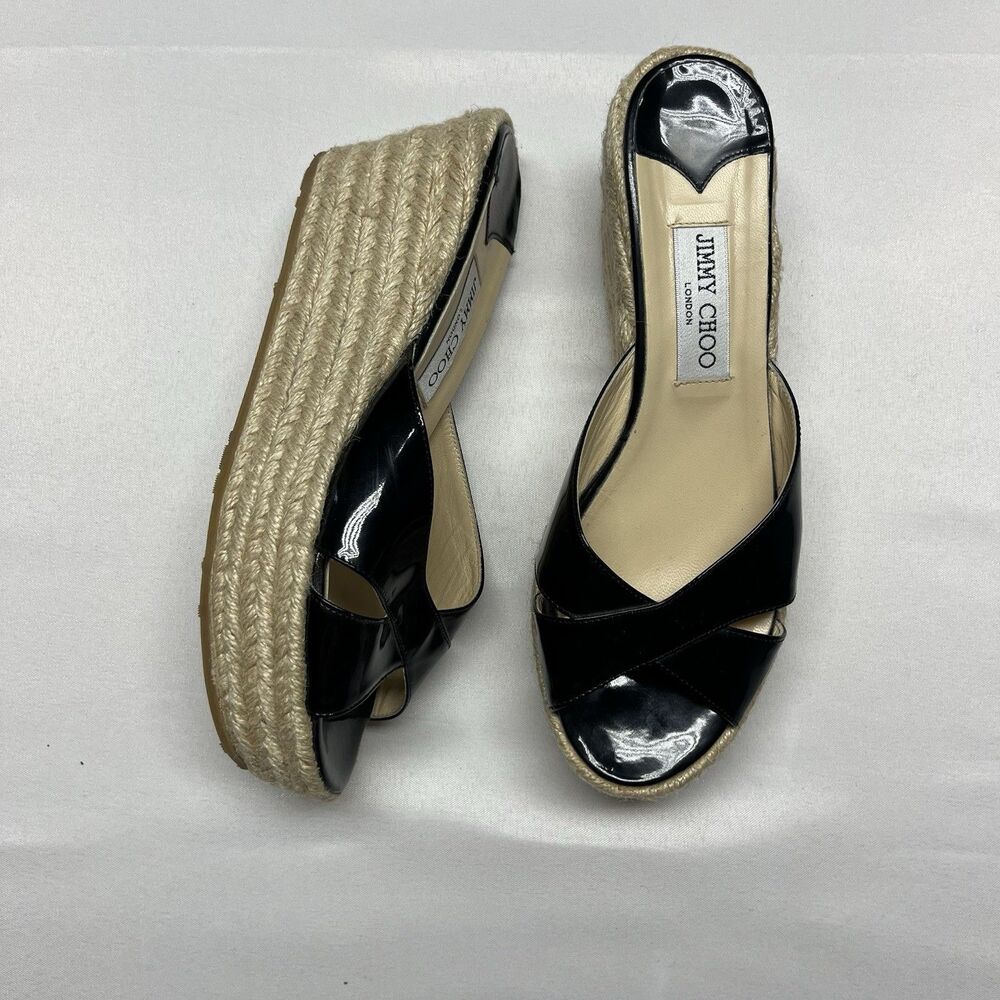 Jimmy Choo Black Platform Espadrille Sandals - Picture 4 of 10